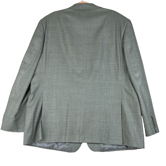 Lauren Ralph Lauren Blazer Suit Jacket Mens 48 R Gray Silk Wool Plaid Windowpane - Picture 2 of 12